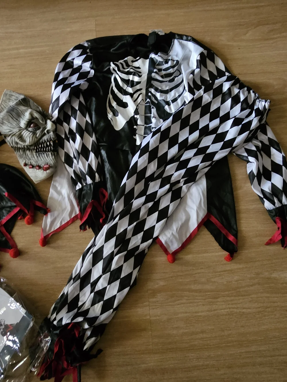 Sinister Jester Kids Costume - Black, White & Red